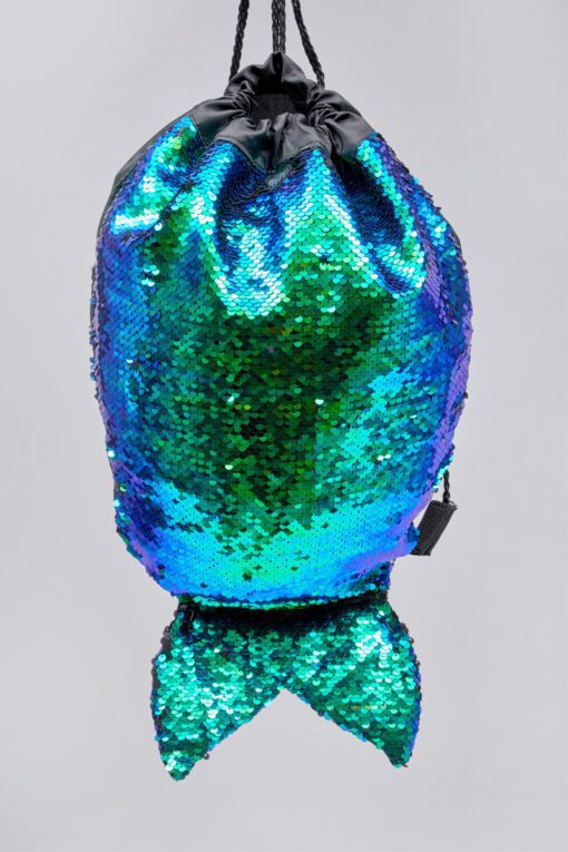 Mermaid tail reversible sequin drawstring swim/ sports bag